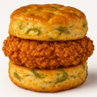 Jalapeño and Cheddar Hot Honey Chicken Biscuit
